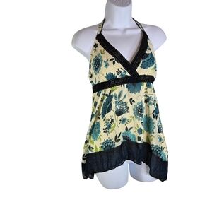 Vtg 90s Y2k Floral Fairy Coquette Halter Top